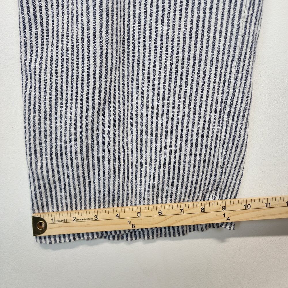 Old Navy Wide Leg Crop Jumpsuit Size S Striped Linen Blend Long Sleeve Tie Waist - Picture 13 of 15